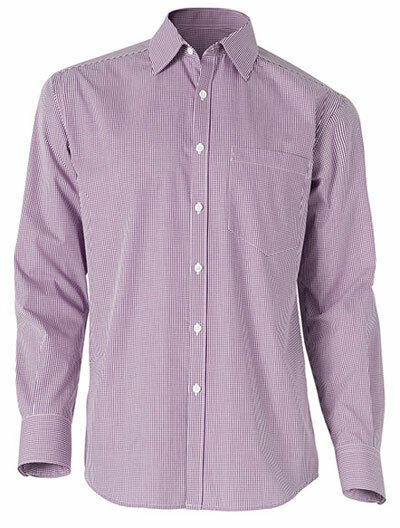 NNT Men Formal Gingham Long Cotton Blend Check Shirt Business Classic Fit CATDR2-Collins Clothing Co