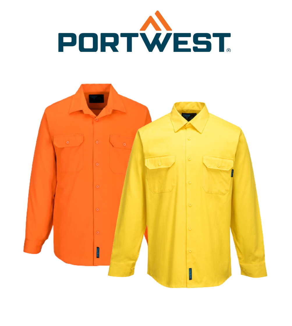 Portwest Hi-Vis Regular Weight Long Sleeve Shirt Breathable Polo Shirt MS988
