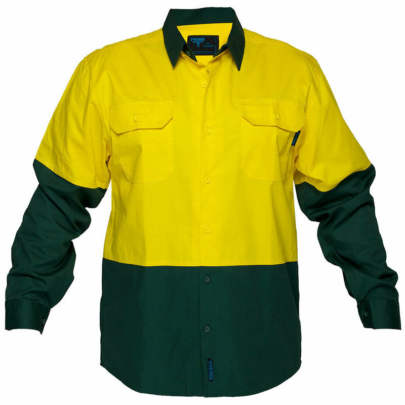 Portwest Mens Prime Mover Hi-Vis Lightweight Long Sleeve Shirt Cotton Work MS801-Collins Clothing Co