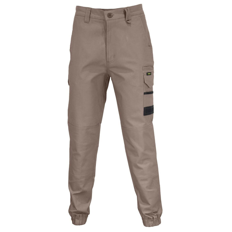 DNC Workwear Men SlimFlex Tradie Cargo Pants Elastic Cuffs Tough Pant Work 3376-Collins Clothing Co