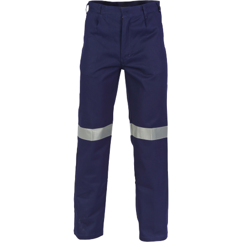 DNC Workwear Mens Hi-Vis Cotton Drill Pant 3M Taped Comfortable Work 3314