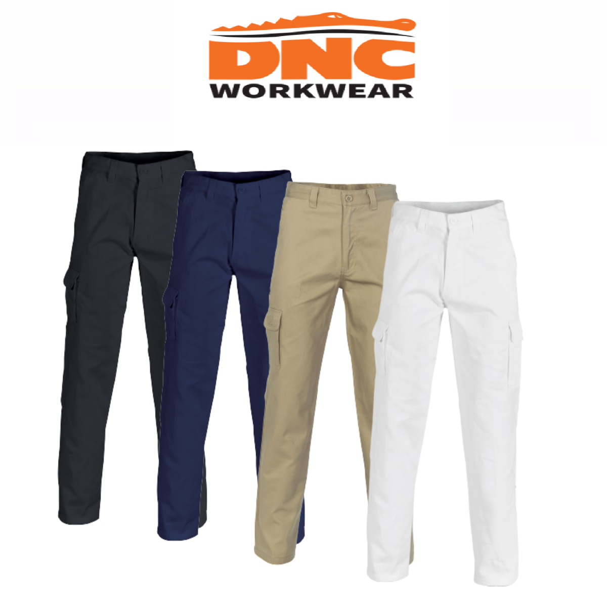 DNC Workwear Mens Cotton Drill Cargo Pants Comfortable Tough Pant Work 3312