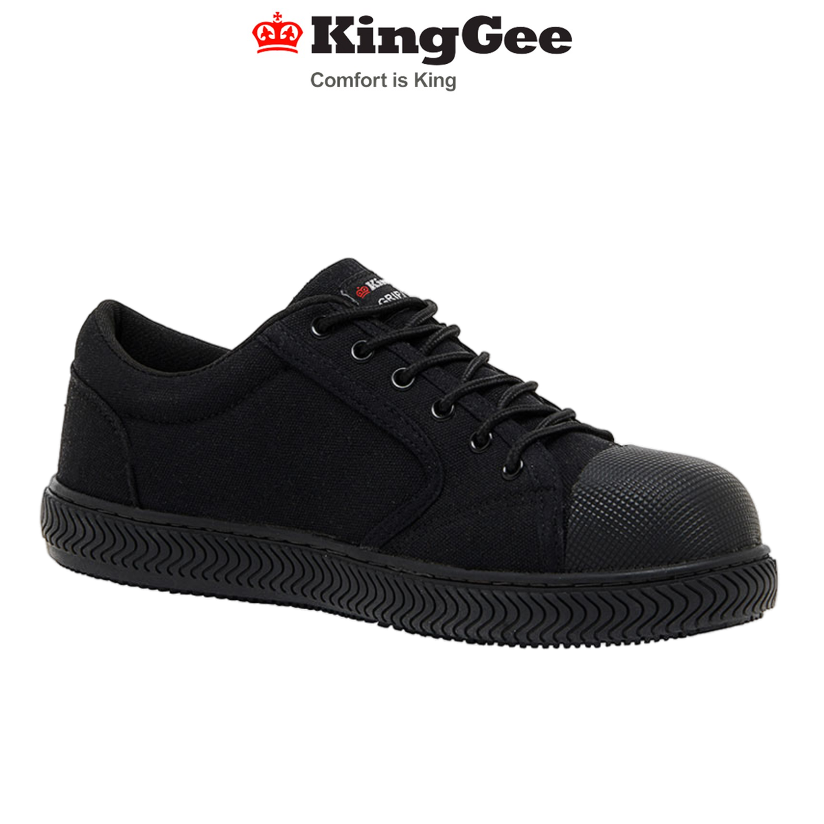 KingGee Mens Grip 3000 Canvas Shoes Rubber Toe Bump Comfortable Workwear K26540