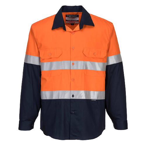 Portwest Flame Resistant Shirt Hi-Vis Work Long Sleeve Closed Front Taped MF101-Collins Clothing Co