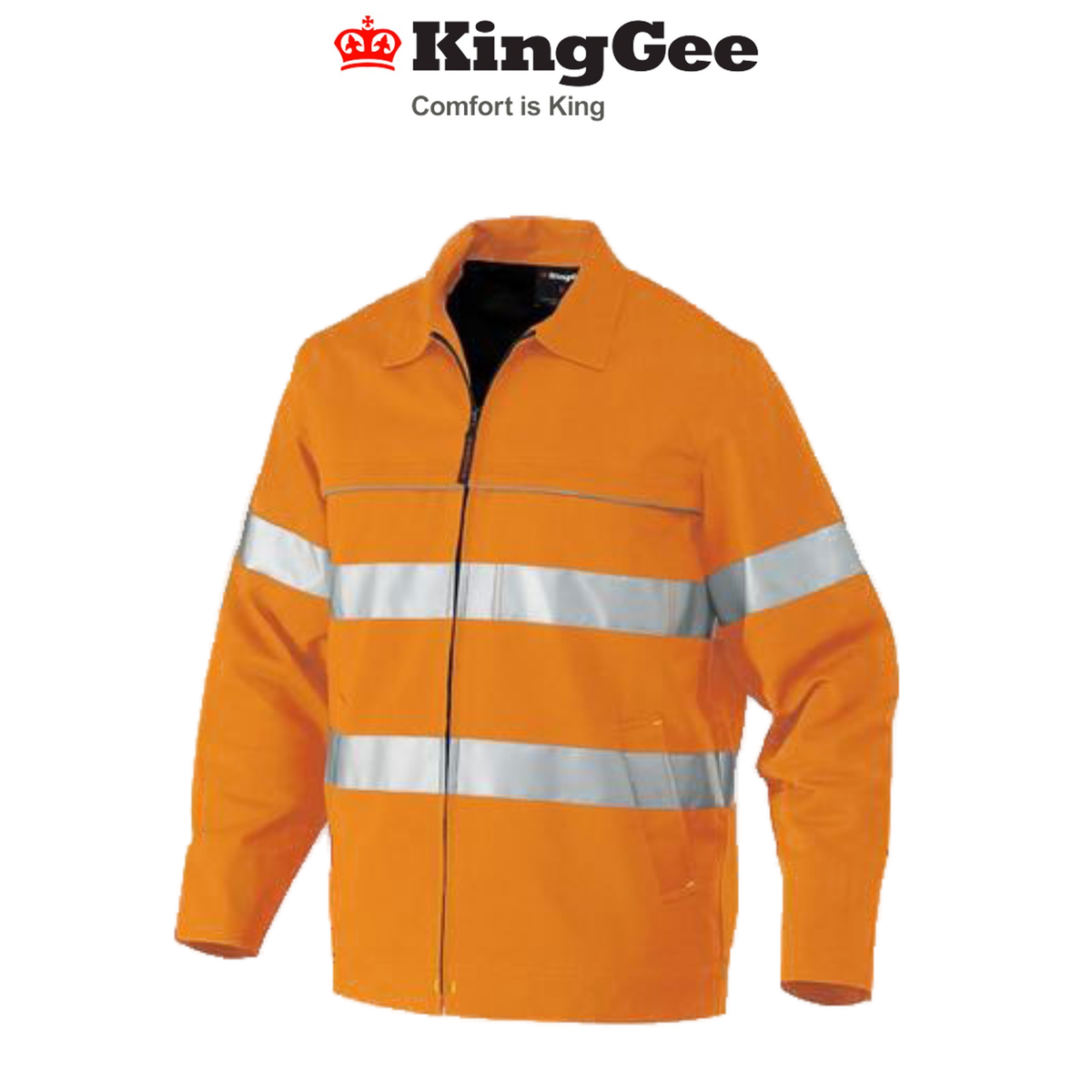 KingGee Mens Reflective Nano-Tex Hi-Vis Heavy Duty Cotton Jacket Work K55805