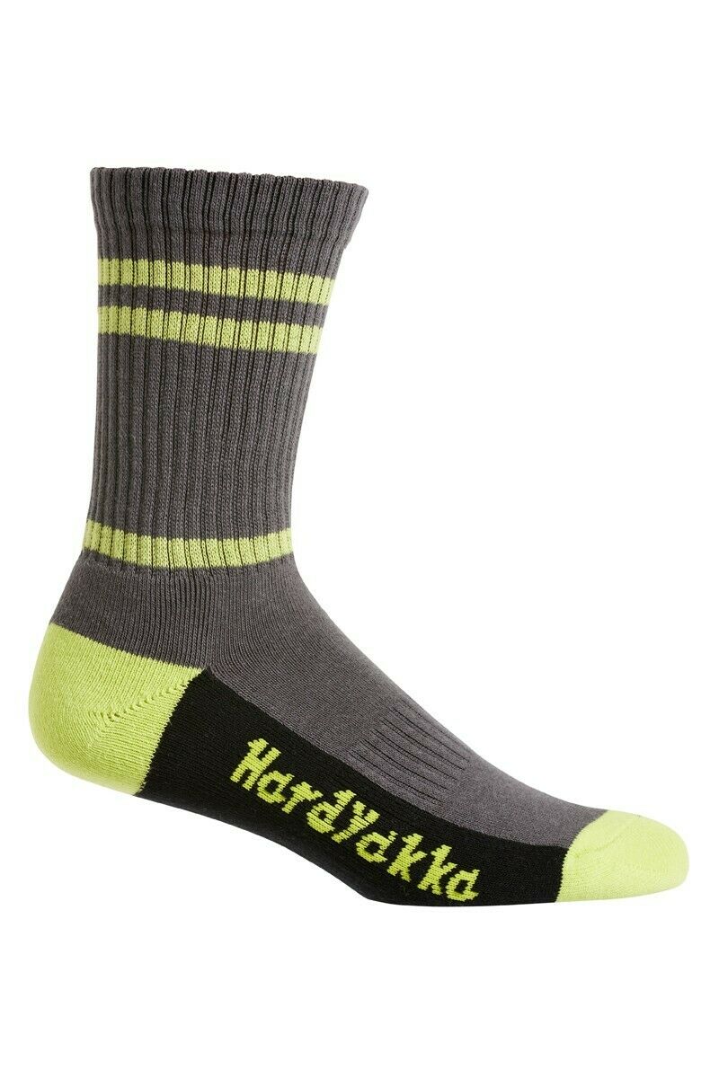 Hard Yakka Cotton Crew Work Socks 5 Pack Logo Athletic Padded Black Y20035-Collins Clothing Co