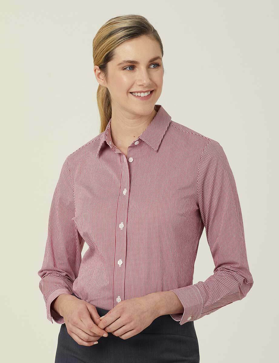 NNT Womens Avignon Gingham Business Shirts Long Sleeve Check Formal Shirt CATUKS-Collins Clothing Co