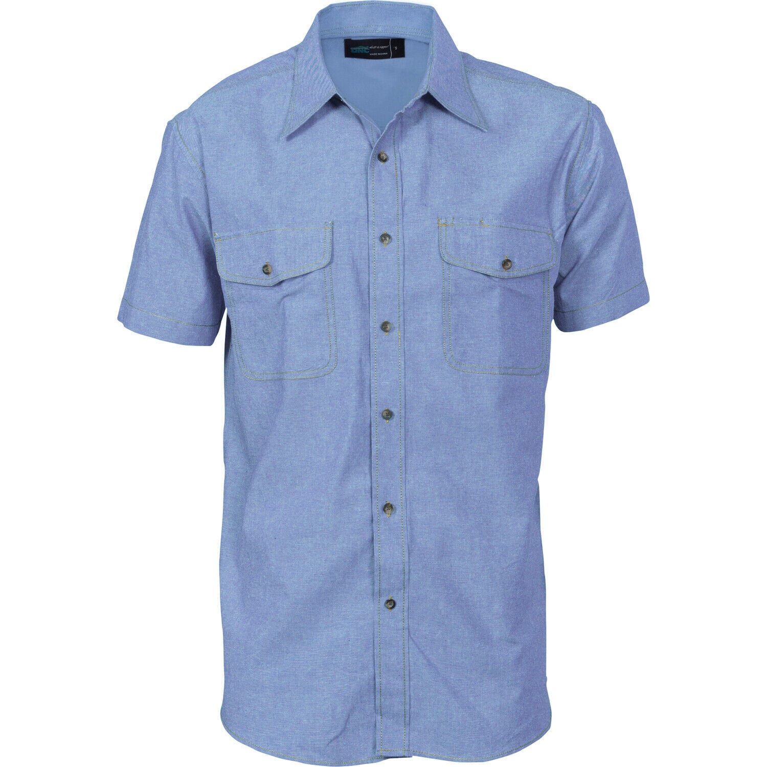DNC Workwear Mens Twin Flap Pocket Cotton Chambray - Short Sleeve Casual 4103-Collins Clothing Co