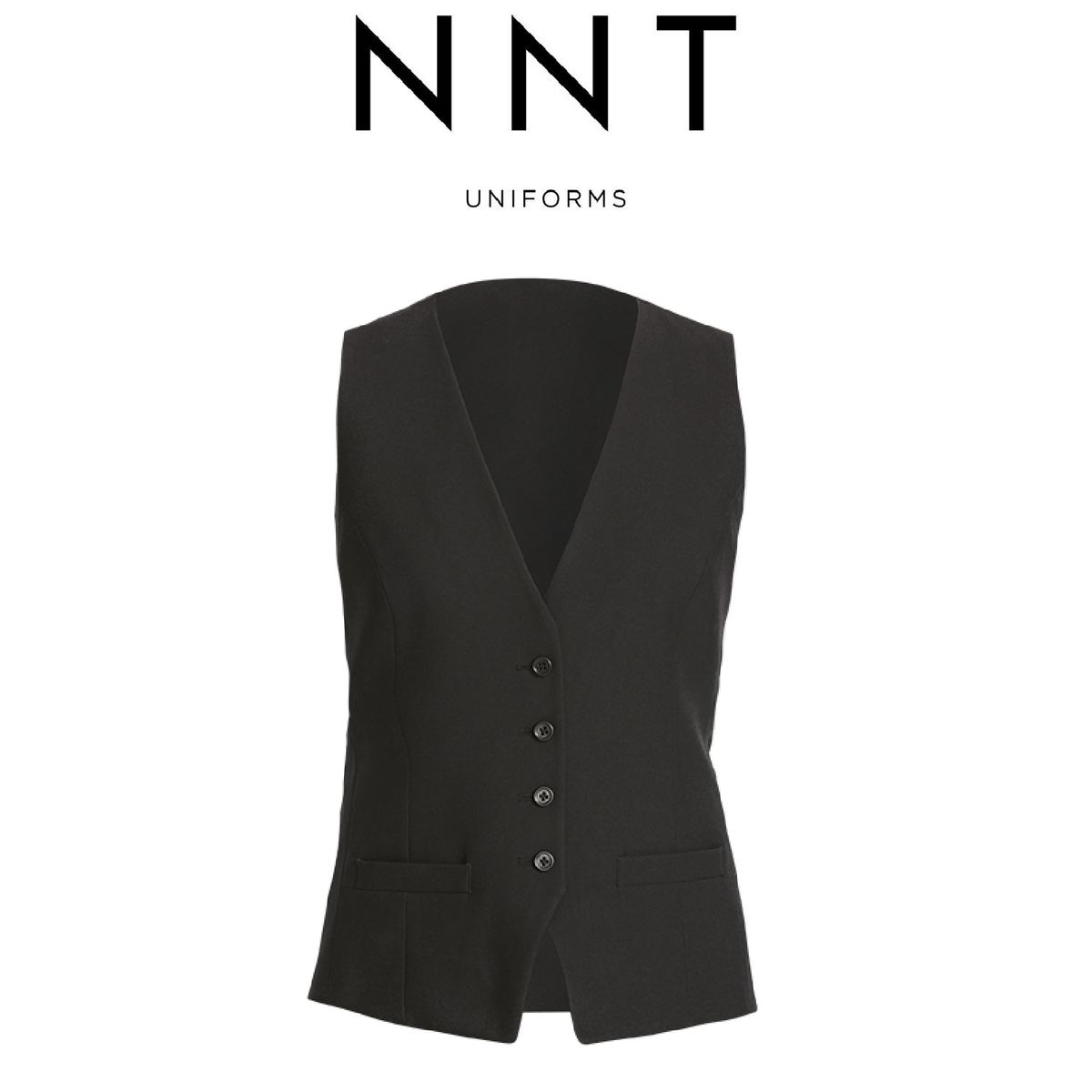 NNT Women Formal Helix Dry Poly Tailored Waistcoat Black Business Pockets CAT1DK
