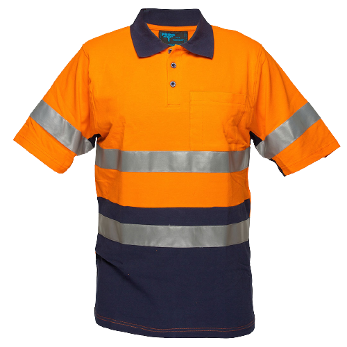 Portwest Short Sleeve Cotton Pique Polo with Tape HiVisTex Reflective Work MP618-Collins Clothing Co