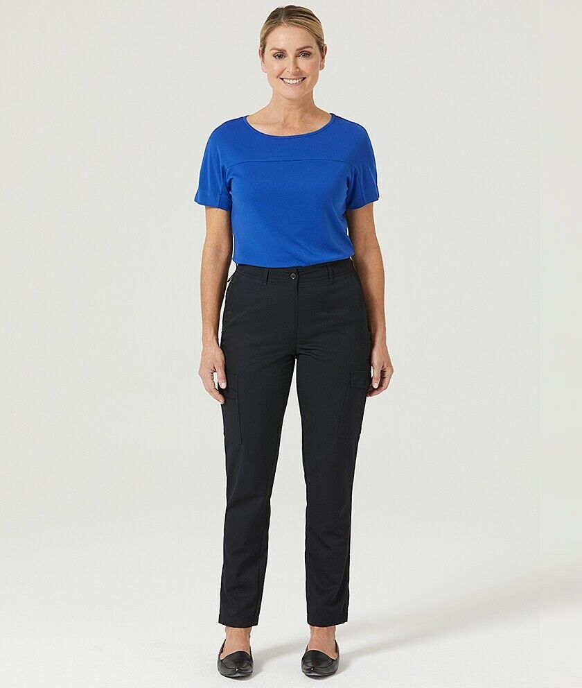 Womens NNT P/V Gaberdine Flex Waist Cargo Navy Slim Leg Work Pants CAT3T7-Collins Clothing Co