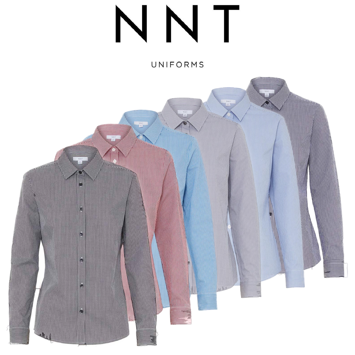 NNT Womens Avignon Gingham Business Shirts Long Sleeve Check Formal Shirt CATUKS