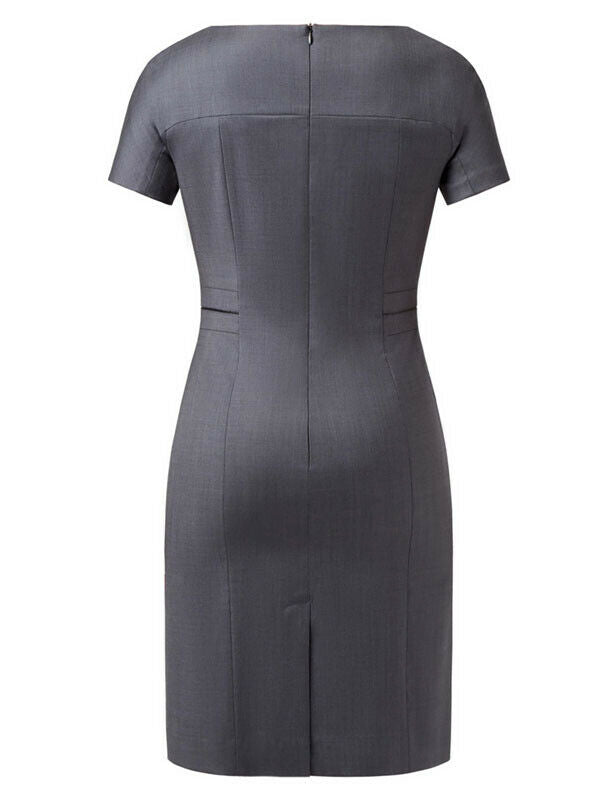 NNT Womens Sharkskin Short Sleeve Dress Classic Fit Stretch Knee Length CAT6BE-Collins Clothing Co