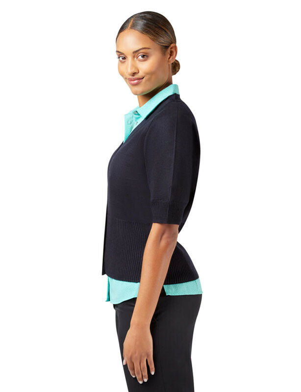 NNT Womens Wool Rich Short Sleeve Rib Trim Cardigan Business Body Warmer CAT5BJ-Collins Clothing Co