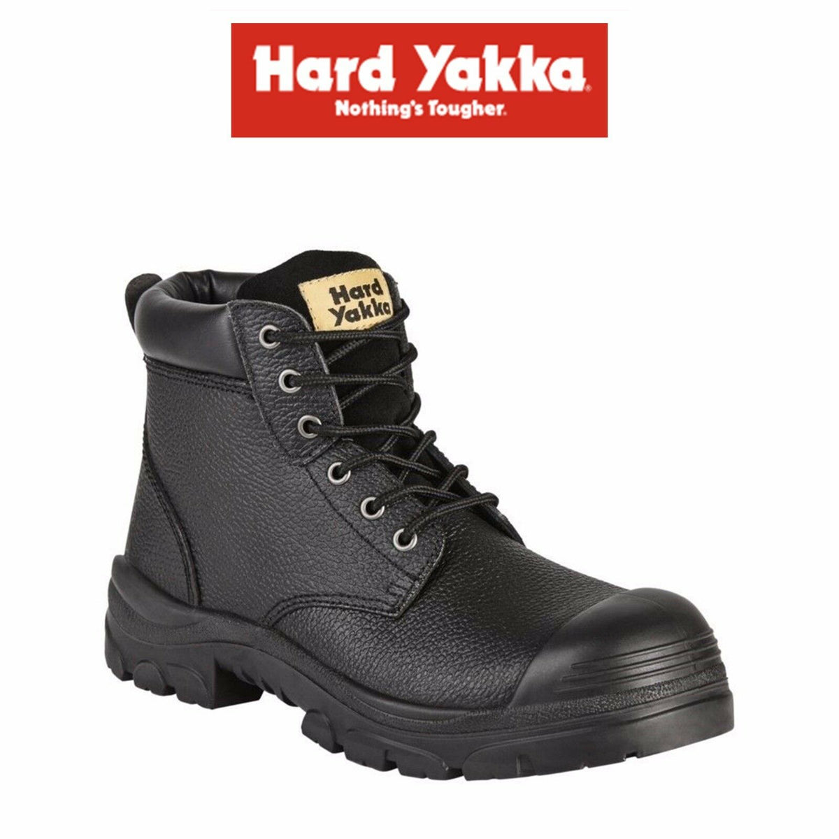 Mens Hard Yakka Gravel Emboss Lace Black Boots Steel Cap Work Safety Safe Y60086