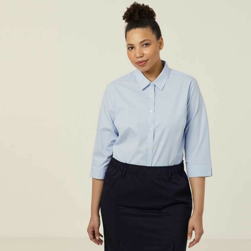 NNT Womens Avignon Formal Stripe 3/4 Sleeve Business Shirts Regular Fit CATUKV-Collins Clothing Co