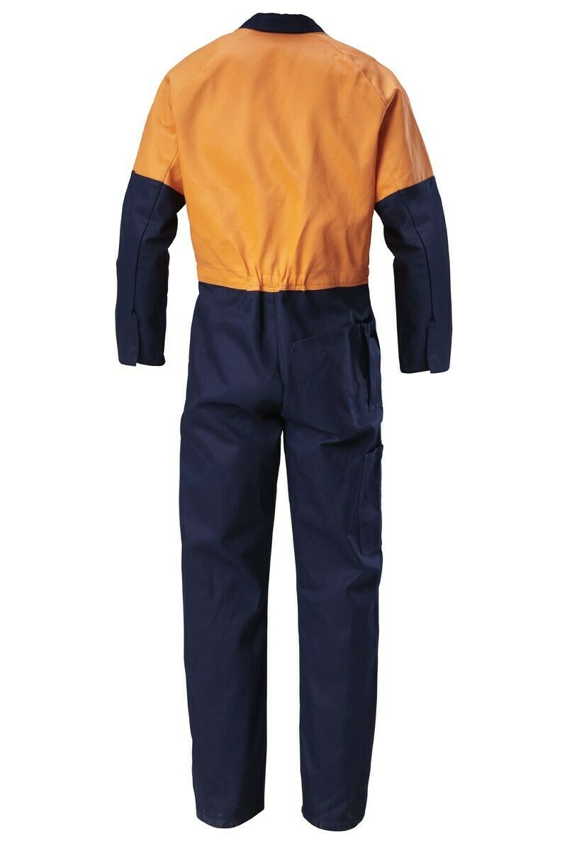 Hard Yakka Hi-Vis 2 Tone Work Phone Cotton Drill Coverall Overalls Y00270-Collins Clothing Co