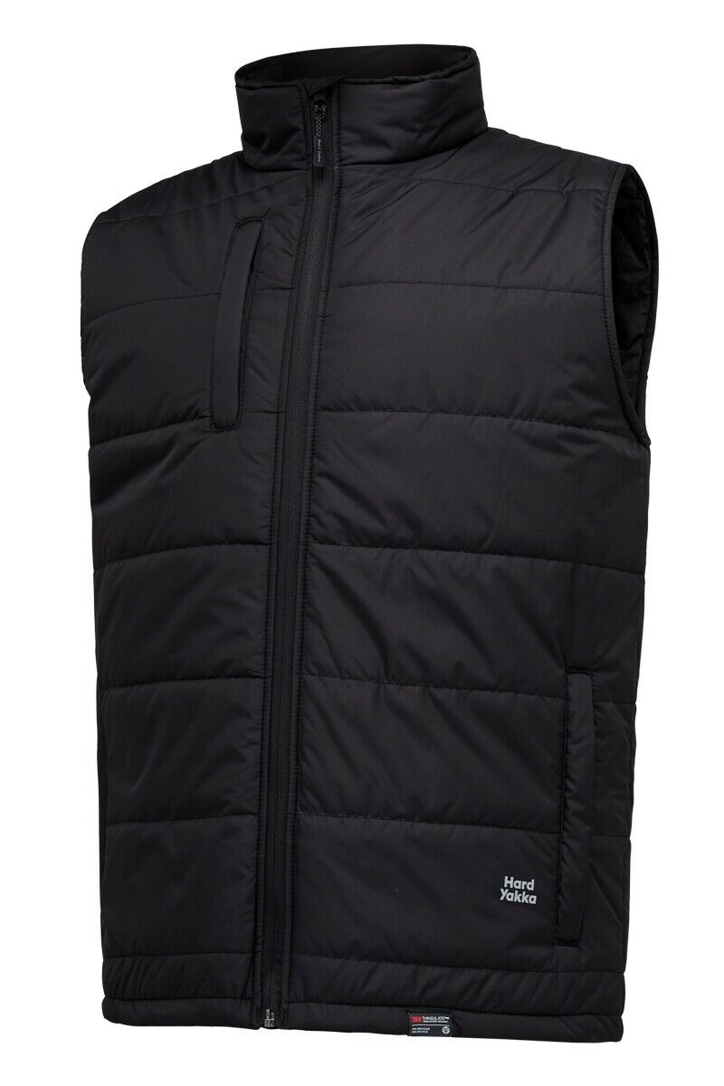 Hard Yakka Mens Puffa 2.0 Vest Water Repellent Insulated High Collar Warm Y21418-Collins Clothing Co