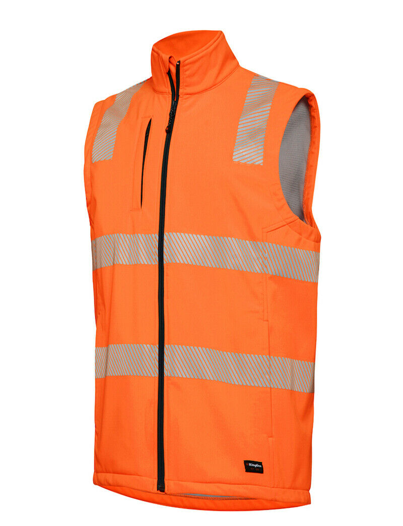 KingGee Mens Reflective Soft Shell Vest Durable Ripstop Fleece Waterproof K55025
