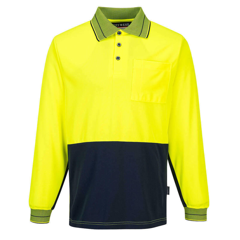 Portwest Mens Prime Mover Long Sleeve Micro Mesh Work Polo Shirt Cool Dry MP113-Collins Clothing Co
