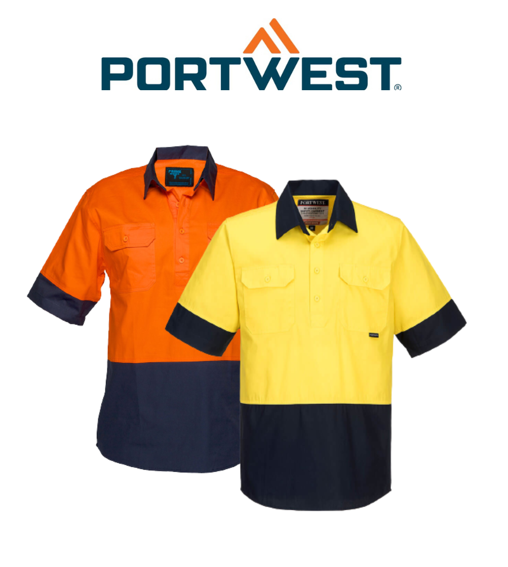 Portwest Hi-Vis Two Tone Lightweight Short Sleeve Closed Front Shirt Wear MC802