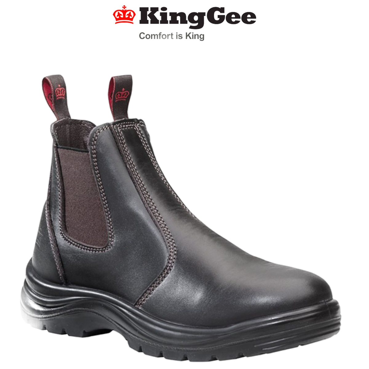 KingGee Mens Flinders Boot Steel Safety Cap Work Boots Comfort PU Midsole K25500