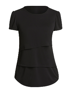 NNT Womens Matt Jersey Short Sleeve Layered Top Round Neckline Blouse CAT9XG-Collins Clothing Co