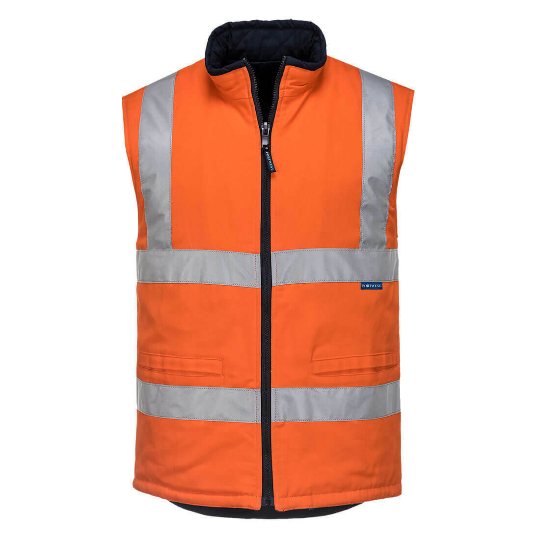 Portwest Men Hi-VisTex 100% Cotton Reversible Vest Reflective Safety Work MV278-Collins Clothing Co