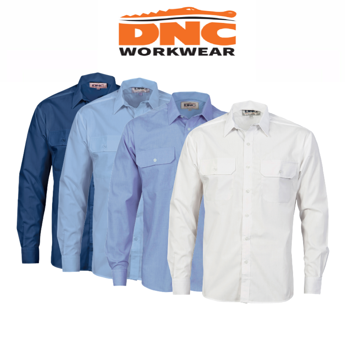 DNC Workwear Mens Polyester Cotton Work Shirt Long Sleeve Business Casual 3212