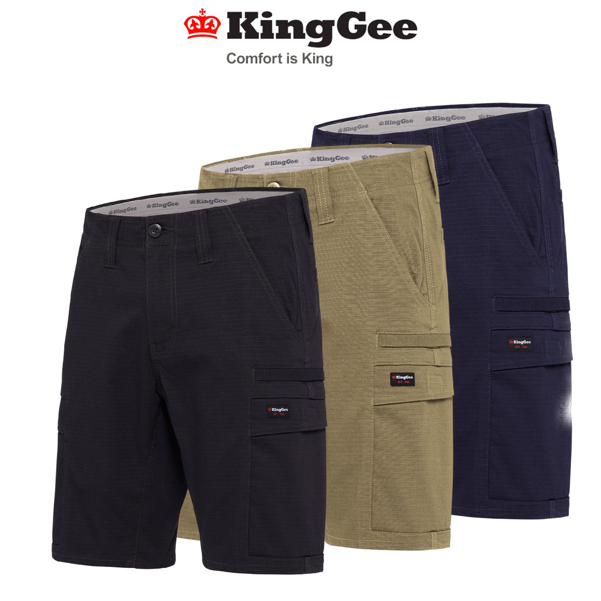 KingGee Mens Workcool Pro Shorts Comfort Stretch Work Cargo Tough Ripstop K17006