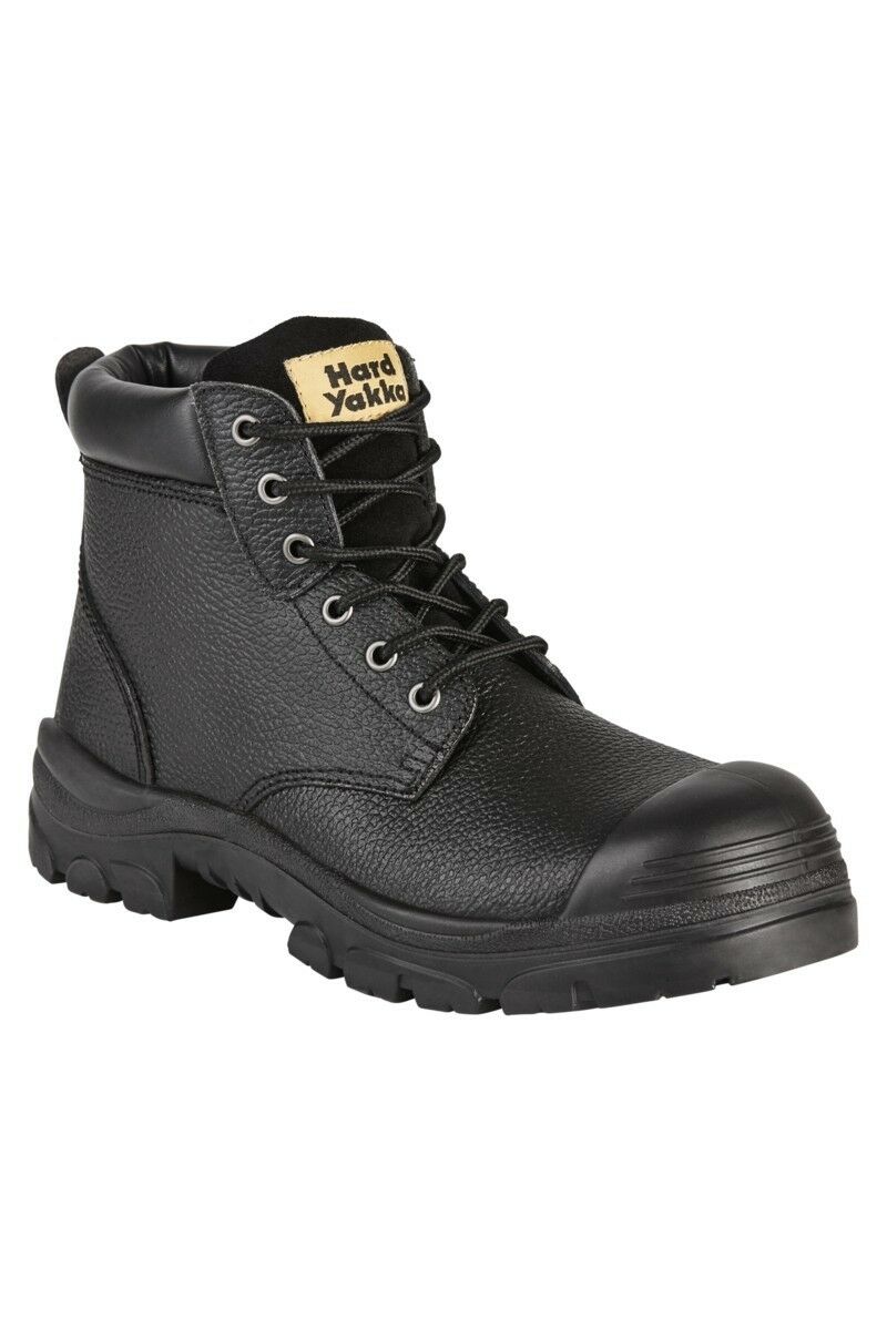 Mens Hard Yakka Gravel Emboss Lace Black Boots Steel Cap Work Safety Safe Y60086-Collins Clothing Co