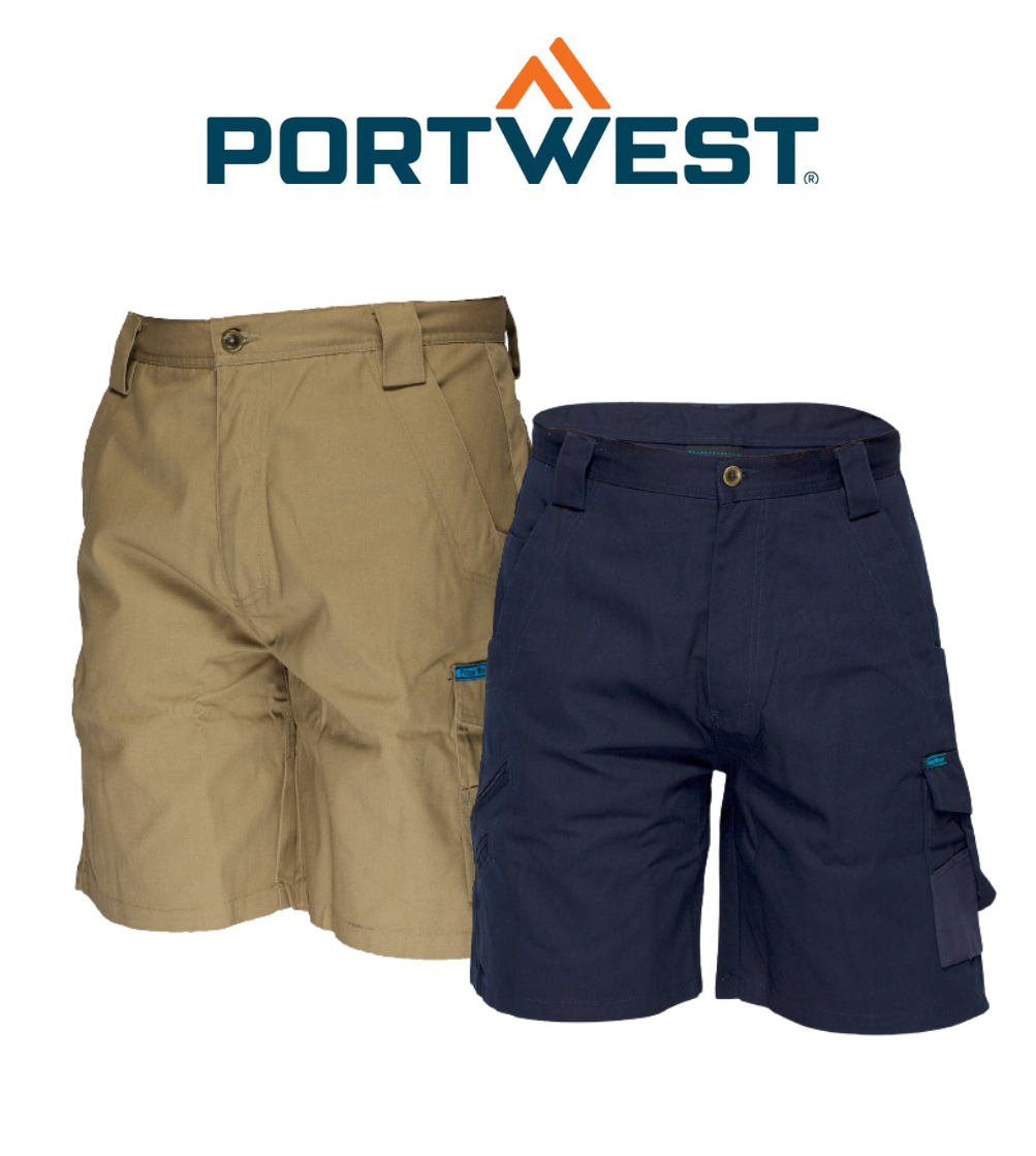 Portwest Apatchi Shorts Cargo Pocket Metal Zip and Button Closure MW602