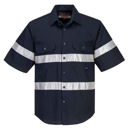 Portwest Geelong Shirt, Short Sleeve, Regular Weight Reflective Work MA909-Collins Clothing Co