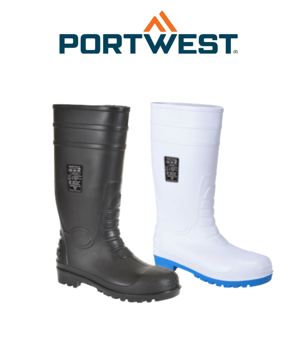 Portwest Mens Total Safety Rubber Boots Gum Wellington S5 Steel Cap Work FW95