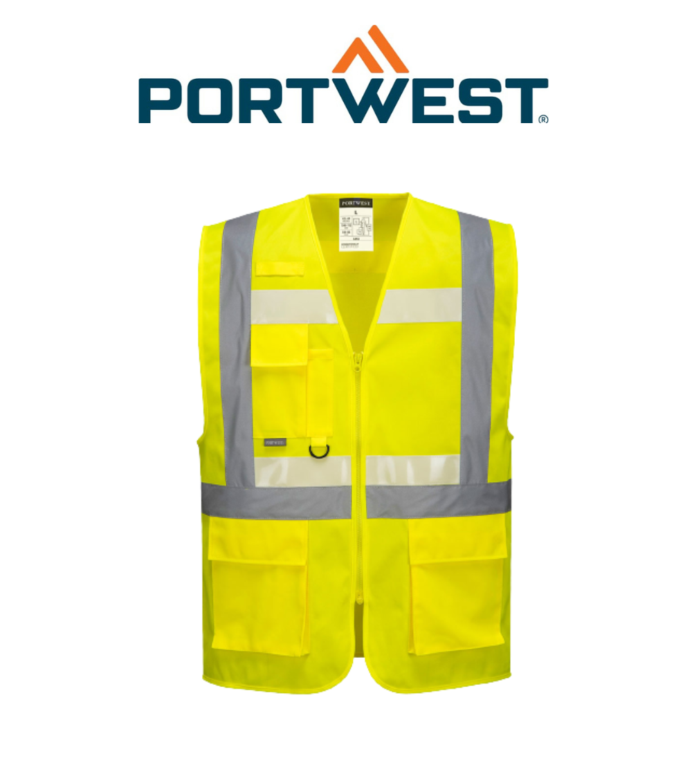 Portwest Glowtex Executive Vest II Hi Vis Reflective Tape Work Safety G456
