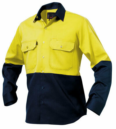 KingGee Mens Spliced Drill Shirt Lock Stitch Reinforced Work Safety Comfy K54015-Collins Clothing Co