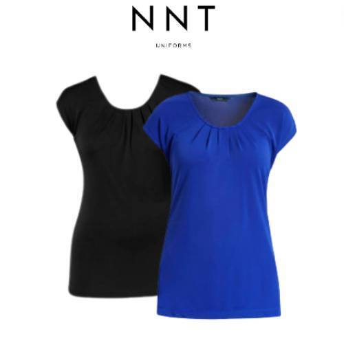NNT Womens Discontinued Matt Jersey Extended Sleeve T-Top Pleated Blouse CAT4BF
