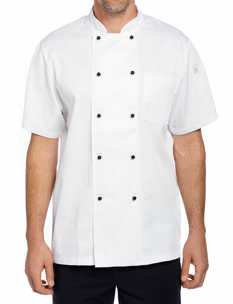 NNT Unisex Adult Chef Jacket Short Sleeve Macquarie Poly Cotton Work CATP5J-Collins Clothing Co