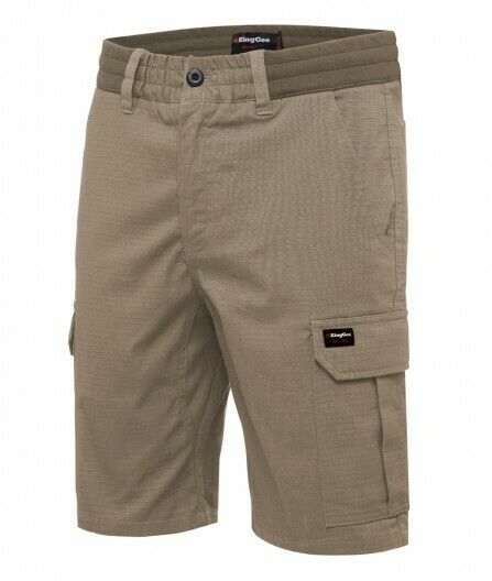 KingGee Shorts Mens Rib Comfort Waist Short Comfort Cargo Stretch Ripstop K17007-Collins Clothing Co