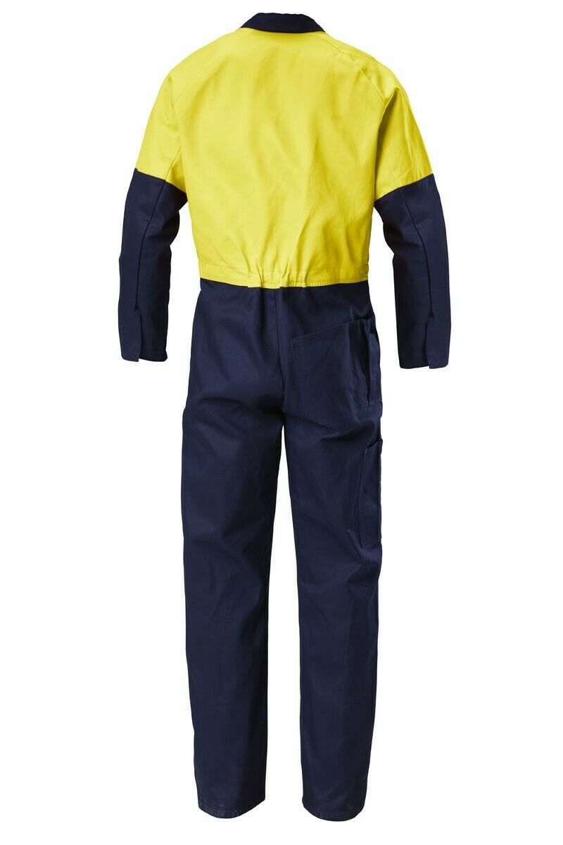 Hard Yakka Hi-Vis 2 Tone Work Phone Cotton Drill Coverall Overalls Y00270-Collins Clothing Co