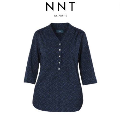 NNT Womens Pebble Print 3/4 Sleeve Tunic V Neckline Button Shirt CAT9XW