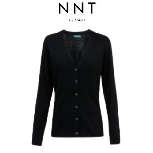 NNT Mens Button Front Cardigan V-Neck Black Long Sleeve CAT5BR