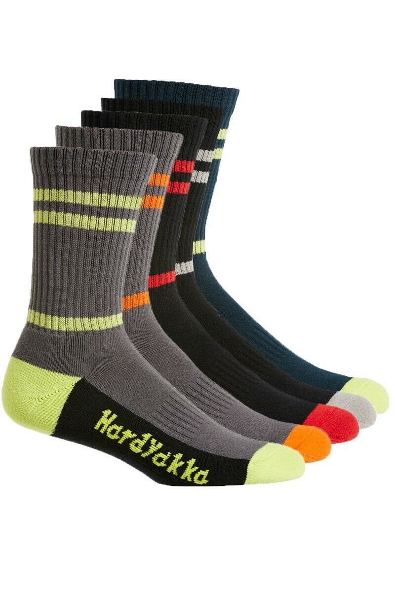 Hard Yakka Cotton Crew Work Socks 5 Pack Logo Athletic Padded Black Y20035-Collins Clothing Co