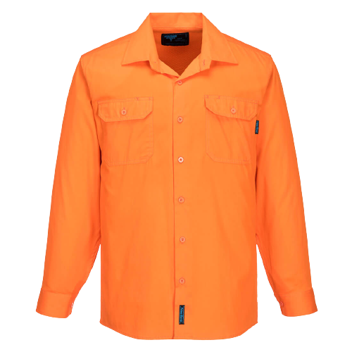 Portwest Hi-Vis Lightweight Long Sleeve Shirt Collared Button Comfy Shirt MS301
