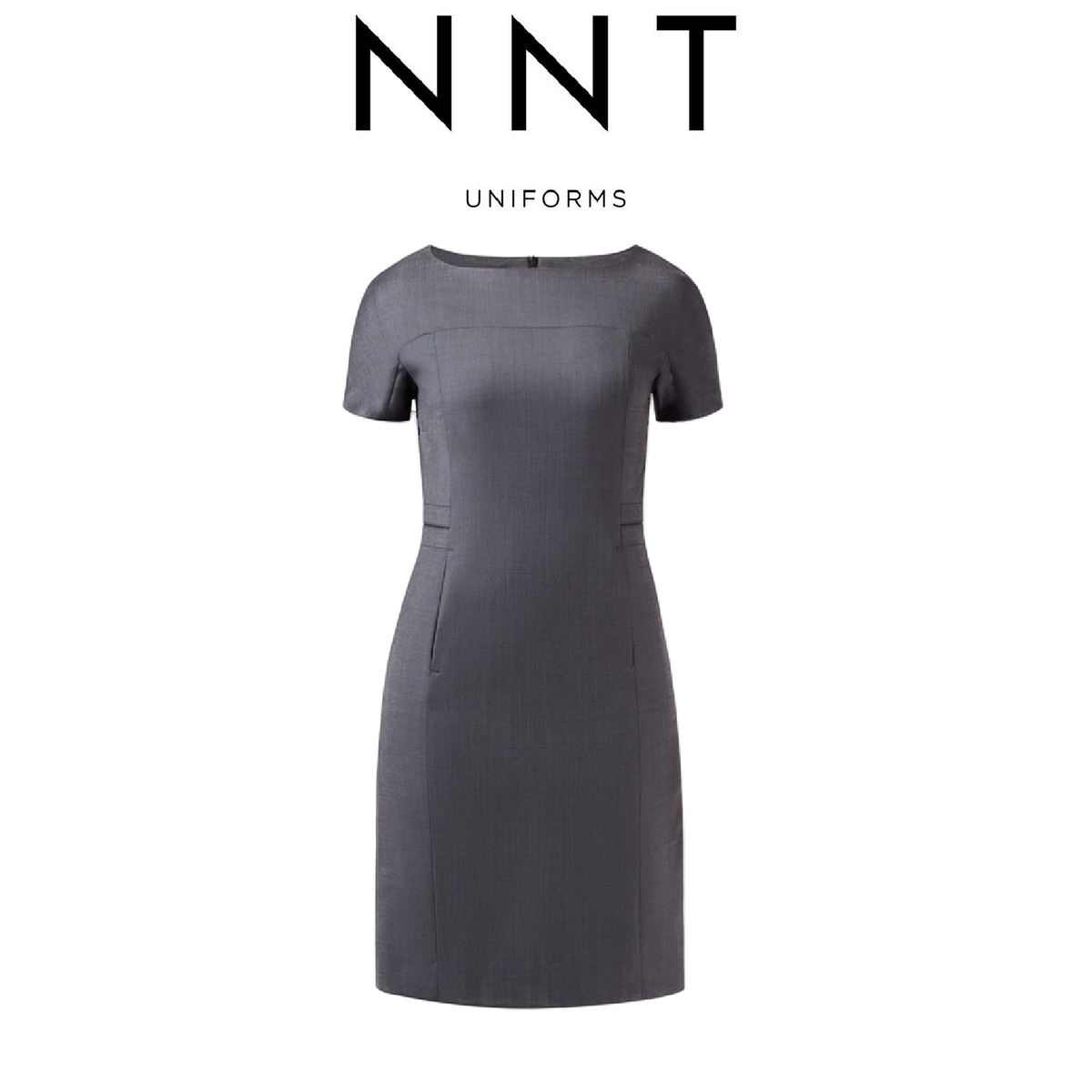 NNT Womens Sharkskin Short Sleeve Dress Classic Fit Stretch Knee Length CAT6BE
