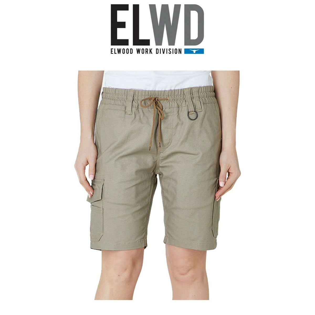 Womens Elwood Elastic Utility Shorts Cargo Phone Pocket Work Tough Comfy EWD602