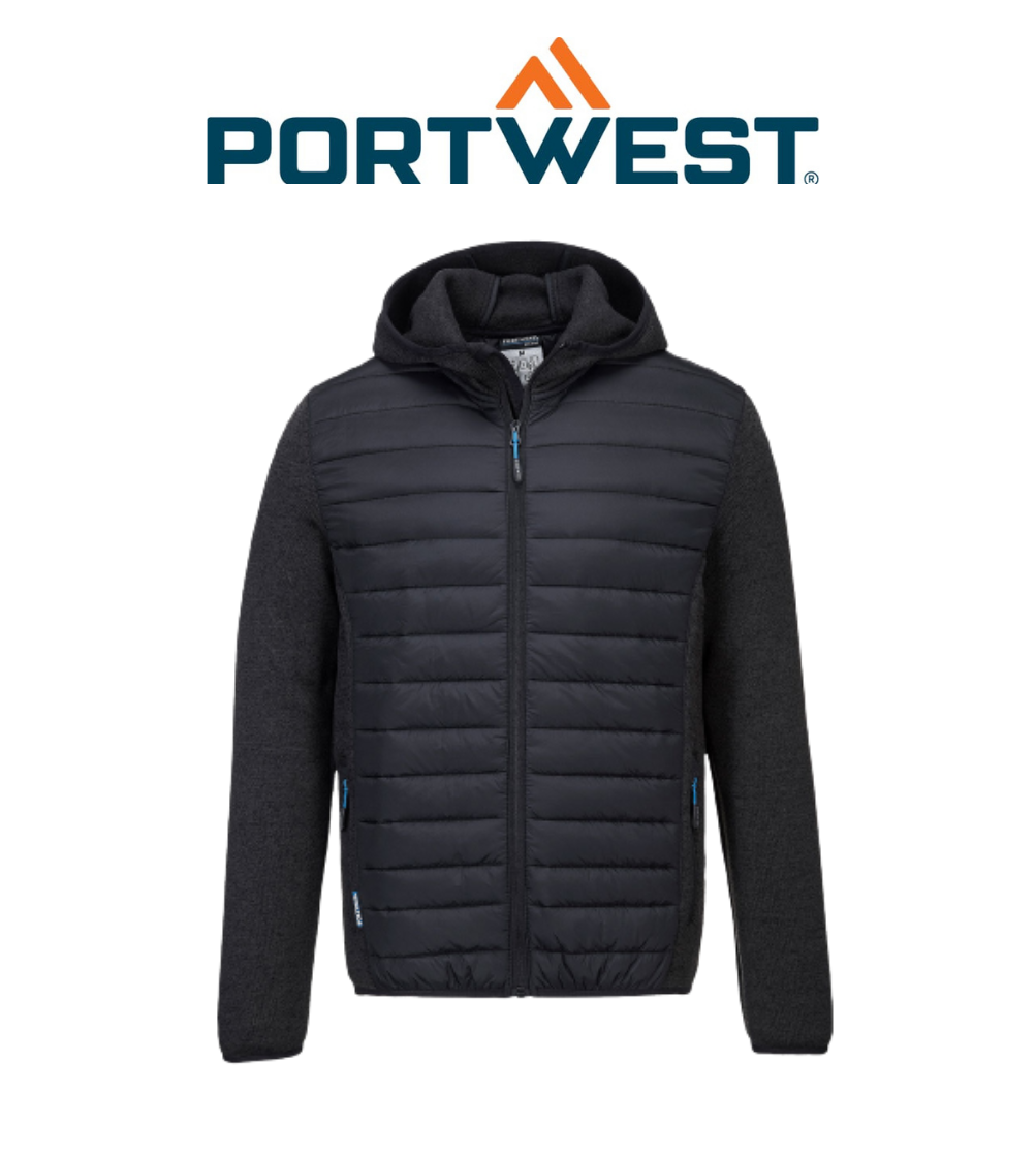 Portwest KX3 Baffle Jacket Front Zip Opening Hooded Grey Marle Jacket Comfy T832