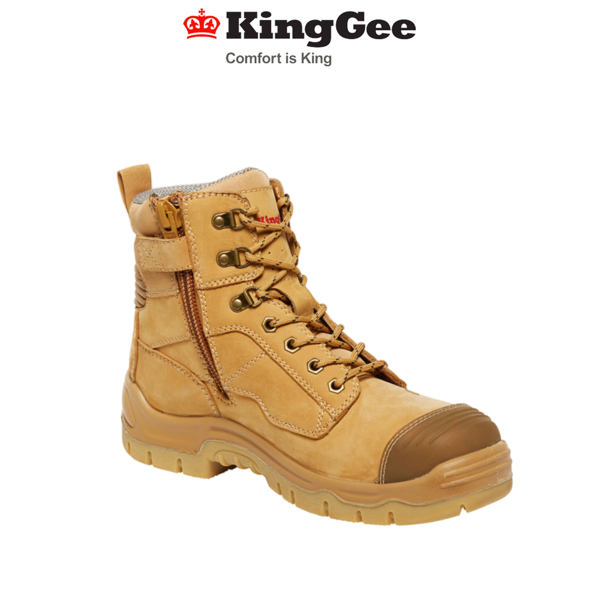 KingGee Mens Phoenix 6Z Side UP Work Safety Boots Nubuck Leather Comfy K27880