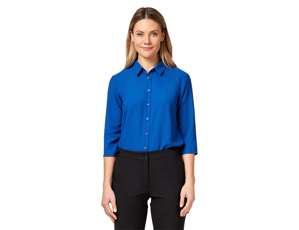 NNT Womens 3/4 Sleeve Pleat Detail Formal Blouse Classic Fit Business CATUDK-Collins Clothing Co