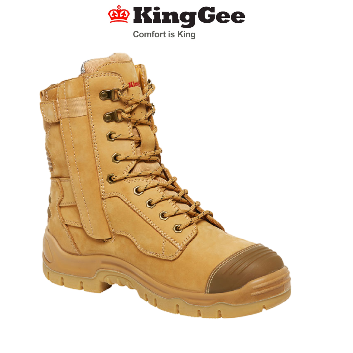 KingGee Mens Pheonix 8Z Side Zip Boots Nubuk Comfy Work Safety Steel Toe K27800